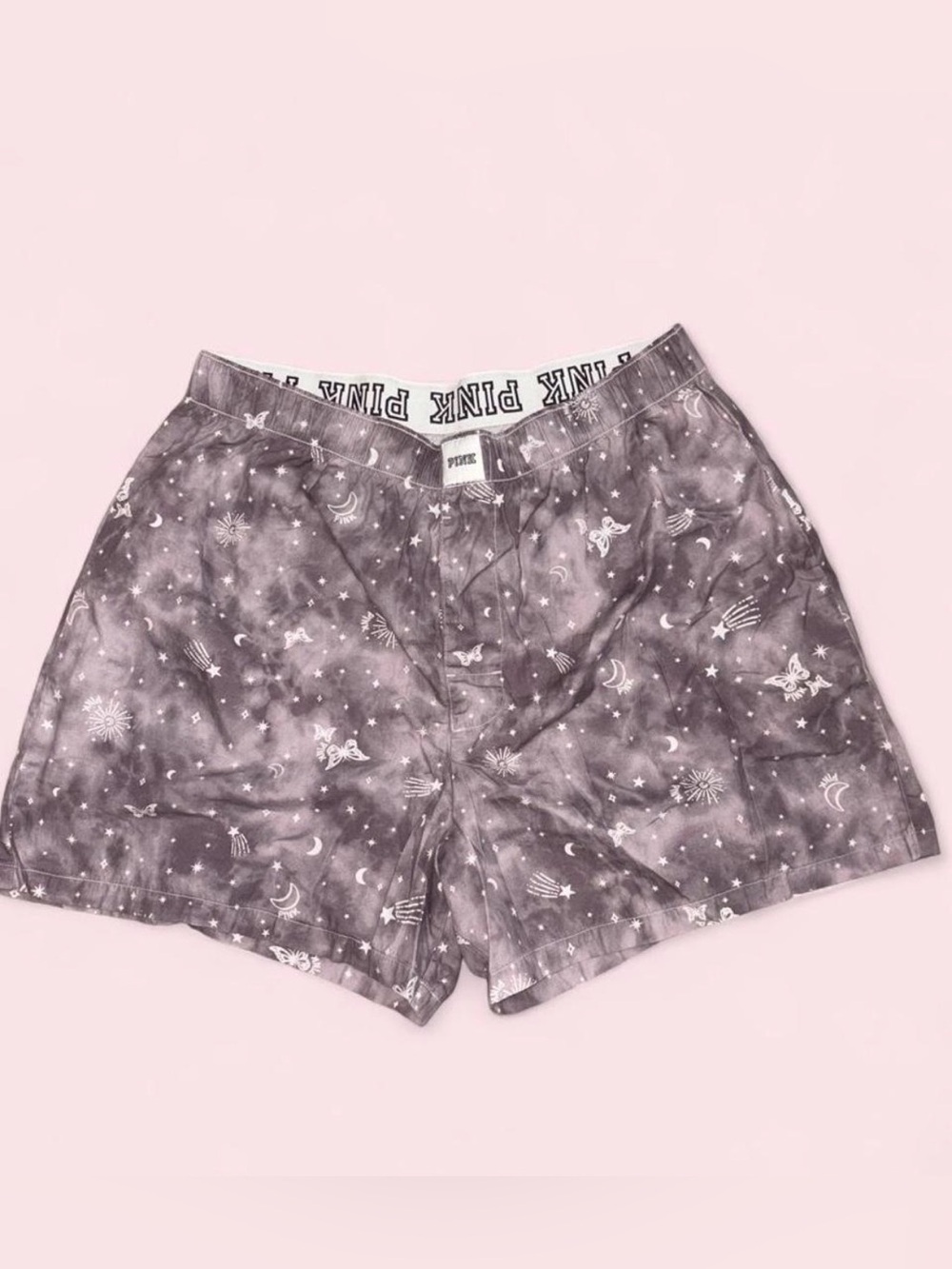 PINK Victoria's Secret Moon & Star Sleep Shorts - Light Gray/Pale Pink